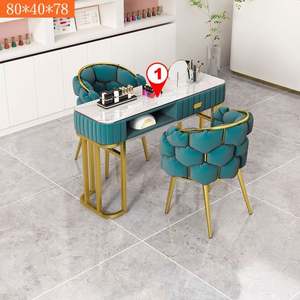 Table de manucure moderne série or rose de luxe nouveauté meubles de salon de beauté série or rose de luxe moderne - Product Image 2