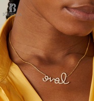 Collier Pendentif en Argent Sterling S925 Exquis et Romantique avec Grand Motif Lettre d'Amour et Zirconium pour Femme