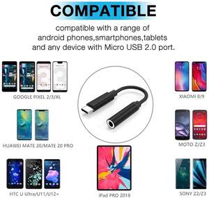 Adaptateur de câble <span class=keywords><strong>jack</strong></span> audio auxiliaire de type C vers 3,5 mm 2 en 1 pour Samsung Galaxy/Huawei - Product Image 6