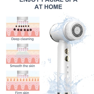 Brosse nettoyante électrique pour le visage à 6 têtes, chauffante et rafraîchissante, pour un nettoyage facial en profondeur, étanche, exfoliante et rotative - Product Image 5