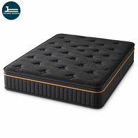 Matelas de luxe noir à ressorts ensachés, taille King Queen, qualité hôtelière, avec surmatelas, vente en gros OEM