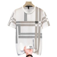 T-shirt d'été pour homme en soie glacée à séchage rapide, coupe ajustée, léger et respirant, style décontracté, en stock, vente en gros