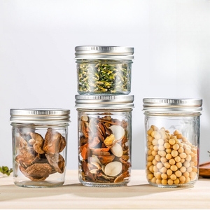 6oz 10oz 180ml 300ml rộng miệng mứt nước sốt trứng cá muối thủy tinh Mason lọ thủy tinh thực phẩm lưu trữ container với kim loại đóng cửa - Product Image 1