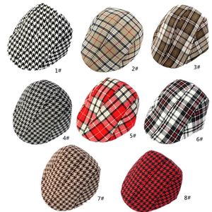 Types de bérets pour enfants, <span class=keywords><strong>béret</strong></span> en coton pour bébé, réglable, imprimé à carreaux, casquette pour garçons et filles, casquette pour enfants, chapeaux à visière, types de bérets - Product Image 4