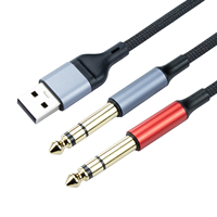 Personnalisé USB A + C à double cordon auxiliaire stéréo 6.35mm usb a type c à 2*6.35mm pour ordinateur portable lien amplificateur Console de mixage haut-parleur