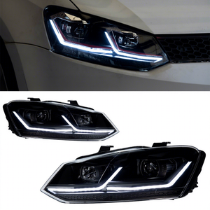 For 11-18 Polo 12V Modified <b>LED</b> Headlight Assembly With Dual Lenses DRL Turn Signal <b>Lights</b> 12V <b>LED</b> Headlight Assembly for 11-18 - Product Image 2