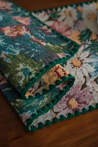 Coureurs <span class=keywords><strong>de</strong></span> <span class=keywords><strong>table</strong></span> populaires d'été d'Anne en gros <span class=keywords><strong>de</strong></span> <span class=keywords><strong>style</strong></span> champêtre-Botanical Floral Jacquard Poly-Cotton Fabric Straight Edge - Product Image 5