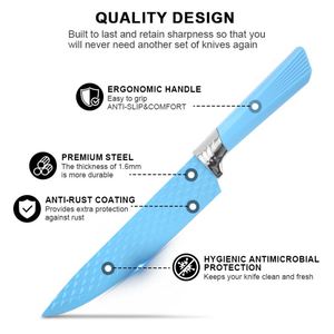 Factory Diamond Pattern Embossing Sharpness Blade Kitchen Knife Set Meat Cutting Household Knives With Detachable Acrylic <b>Stand</b> - Product Image 2