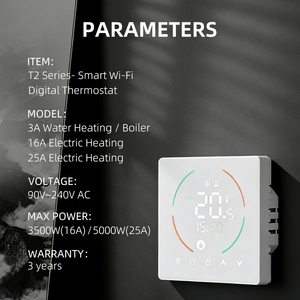 Thermostat de sol intelligent pour hôtel, <span class=keywords><strong>appartement</strong></span>, bureau 3A 16A 25A, commande vocale Alexa Google Home, contrôle de la température Wifi - Product Image 3