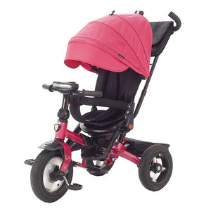Tricycle pour bébé, enfant, tout-petit, avec pneus à air/sans chambre à air, roue <span class=keywords><strong>avant</strong></span> 12'', roue arrière 10'', barre de poussée réglable, cadre en plastique, musique, grand modèle - Product Image 3