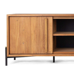 Elegante Mueble de Entretenimiento para Sala de Estar, Fabricado en Madera Sólida con Puertas Talladas Detalladas y Amplio Espacio para Equipamiento - Product Image 6