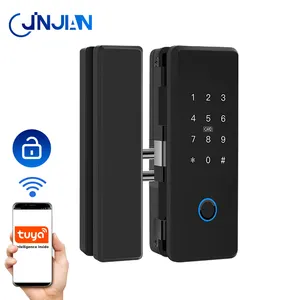 Jinjian Intelligent Home Digital Electronic Lock Wifi Bluetooth Tuya App Card Fingerprint Password Smart Glass Door Lock