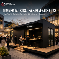 Café en conteneur de 20 pieds, magasin temporaire et préfabriqué en conteneur, espace commercial modulaire, stand extérieur portable