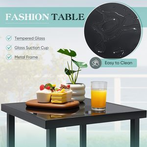 Juego de Bistró de 3 Piezas con Muebles de Mimbre y Estructura Metálica para Patio, Terraza o Porche, con Sillas y Mesa de Centro de Vidrio, Venta al Por Mayor - Product Image 5