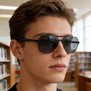 Nouvelles lunettes de soleil carrées pour hommes, monture en métal, verres TAC, protection UV400, couleur noire, pour la conduite en extérieur - Product Image 2