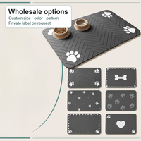 Tapis d'alimentation moderne pour animaux de compagnie en boue de diatomée, absorbant rapidement, antidérapant, en polyester, séchage rapide, avec support en caoutchouc, pour chiens et chats, tailles 30x40