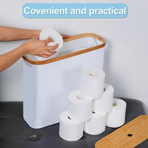 Organizador de Papel Higiénico al por Mayor con Tapa de Bambú, Cesta Plegable para Baño - Product Image 5