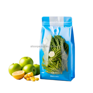 Sac d'emballage alimentaire congelé de légumes imprimés Filets de poisson de fruits de mer personnalisés Poisson avec fenêtre transparente avant Sacs d'emballage préfabriqués - Product Image 1