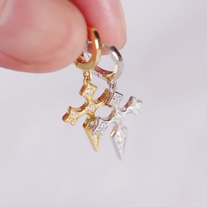 2024 Wholesale Fashion 925 <strong>Sterling</strong> <strong>Silver</strong> Cz Diamond Cross <strong>Earrings</strong> <strong>Dangle</strong> Hoop <strong>Earrings</strong> for Women Jewelry - Product Image 4