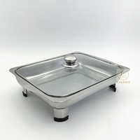 Plat à réchaud rectangulaire en acier inoxydable 3L abordable |   Réchaud de buffet économique avec couvercle en verre pour aliments