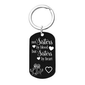 Belettering Sleutelhangers Gegraveerd Niet Zussen Door Bloed, Maar Zussen Door Hart Sleutelhanger Beste Vriend Zus Cadeau Sieraden Voor Vrouwen Meisjes