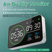 4 en 1 WIFI Smart Air Quality Detector Indoor PM2.5 Monitor Digital Temperature CO2 Humidity Tester 10 Inch Time Alarm Clock