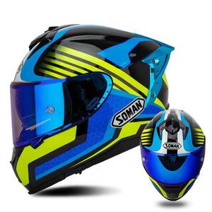 Casque de moto unisexe pour la course, respirant, à double visière, intégral, pour la conduite en extérieur - Product Image 1