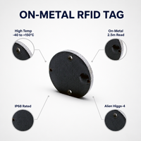 Étiquette RFID UHF durable IP68 pour métal, petite taille, haute température, fixation par vis, pour application industrielle