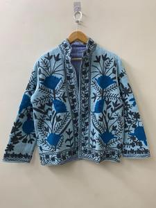 Hand Embroidered Suzani TNT <b>Jacket</b> Winter Wear <b>Jacket</b> Embroidery Kashmiri Short <b>Mandarin</b> <b>Collar</b> <b>Jacket</b> Bohemian Style Coat - Product Image 6