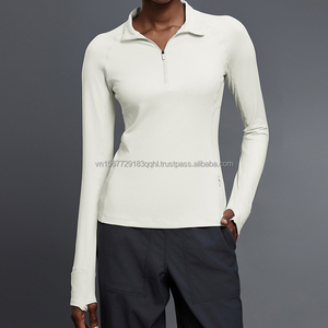 เสื้อยืดแขนยาวคอตั้งแบบซิปครึ่งตัวสำหรับผู้หญิง ทรงเข้ารูป กระชับสัดส่วน เหมาะสำหรับออกกำลังกาย วิ่ง เล่นโยคะ ใส่ได้ในฤดูใบไม้ร่วง - Product Image 1