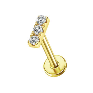 Lotus Wholesale Bijou de piercing pour l'oreille en or massif 14 carats véritable avec zircon, forme papillon, vis à filetage interne, type labret - Product Image 5