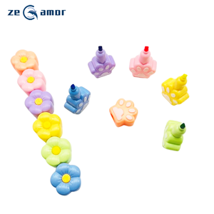 Zeamor Wholesale Promotional Oblique Brush Tip Mini 6-Color Highlighter Marker Pen Set with Parker Refill for School and Kids