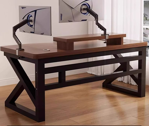 Escritorio de ordenador de escritorio de estilo nórdico de madera maciza con estantería, escritorio de trabajo de deportes electrónicos grueso para estudiantes domésticos para escribir - Product Image 5