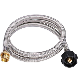Adaptador de manguera de propano y manguera trenzada de 5 pies para calentadores Buddy, estufas <span class=keywords><strong>Coleman</strong></span>, parrillas Weber Q: convierte cilindros de 1 lb a 20 lb - Product Image 1