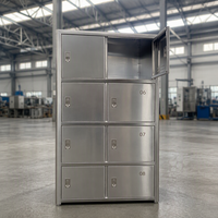 Armoire à chaussures industrielle en acier inoxydable avec trous de ventilation, armoire à chaussures pour personnel à 8 portes pour cantine