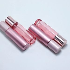 <b>Clear</b> <b>Rose</b> Gold Frost Surface Glass Round Perfume Roll-On Bottle Gold Stamped 5ml 10ml High Quality - Product Image 3
