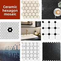 Mosaïque céramique hexagonale, moderne, minimaliste, lumineuse, irrégulière, noire et blanche, antidérapante, pour salle de bain, cuisine, toilettes, carrelage de sol