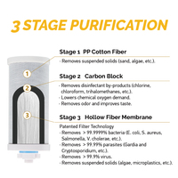 Système de purification d'eau par gravité de 3,7 gallons pour table, avec filtre UF et charbon, pour la consommation directe à domicile