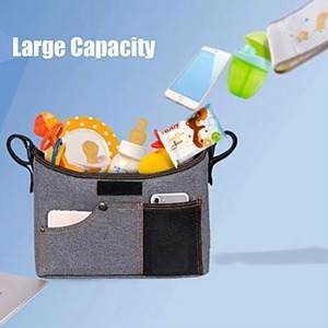 Sac de rangement universel pour poussette, porte-gobelets profonds, espace de rangement extra-large pour téléphones, portefeuilles, couches, jouets, accessoires pour bébés - Product Image 5