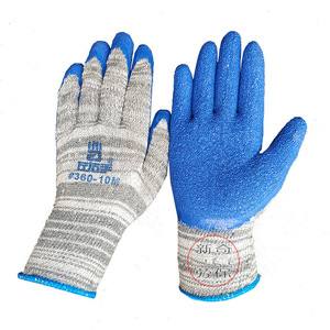 Guantes de látex azules arrugados 360-10M, guantes de trabajo antideslizantes con rayas grises de 10 agujas para uso general - Product Image 1