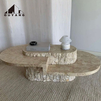 QUYANG Indoor Villa Building Design Moderne Sculpté À La Main Pierre Naturelle Italien Carrare Style Blanc De Luxe Côté MarbleTable