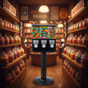 Máquina expendedora de chicles vintage negra Veyor con soporte, dispensador de dulces y función de monedero - Product Image 2