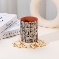 Pot à bougie en céramique émaillée rouge de forme cylindrique, fait main, populaire, avec impression bicolore pour la décoration intérieure
