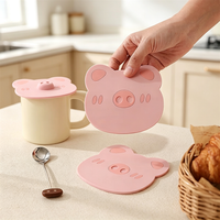 Couvercle de tasse en silicone de qualité alimentaire, design mignon, résistant à la chaleur, écologique, avec logo personnalisé, réutilisable, accessoires de cuisine