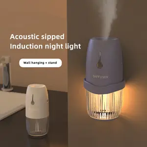 Difusor de aroma 5 en 1 con control de voz, lámpara de inducción de aroma recargable con pulverizador automático inteligente, con montaje en pared