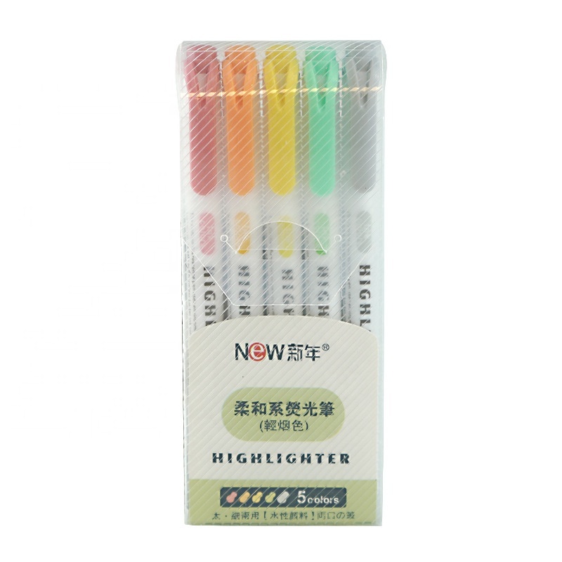 Customizable 5pcs/set Macaron Double Head Office & School Highlighters Cute Student Block Marker Pens Stationery Supplies