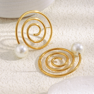 Dreamshow Imitation Pearl Jewelry Women's <strong>Earrings</strong> Conch Design Fashion Stud <strong>Earrings</strong> Gold Plated Stainless Steel Trendy Jewelry - Product Image 6