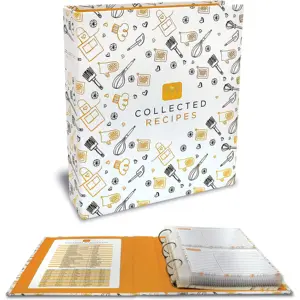 Recipe Binder 3 Rings 8.5" x 9.5" Binder Organizer Set by Better Kitchen Products Black & Gold Montage Design Recipe Cards