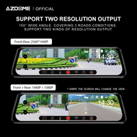 AZDOME AR09 Rétroviseur Enregistreur de conduite Écran tactile 10 "Boîte noire de voiture avec application Caméra de tableau de bord avant et arrière Caméra de tableau de bord 4K
