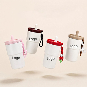 Minimalist Stainless Steel Tumbler 450ml Double Wall Vacuum Insulated With Straw And Star Charm For <b>Travel</b> - Product Image 1